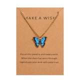 Alloy & Resin Butterfly Pendant Necklace — 35cm+5cm Elegant