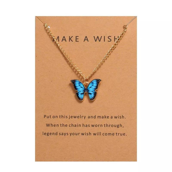 Alloy & Resin Butterfly Pendant Necklace — 35cm+5cm Elegant