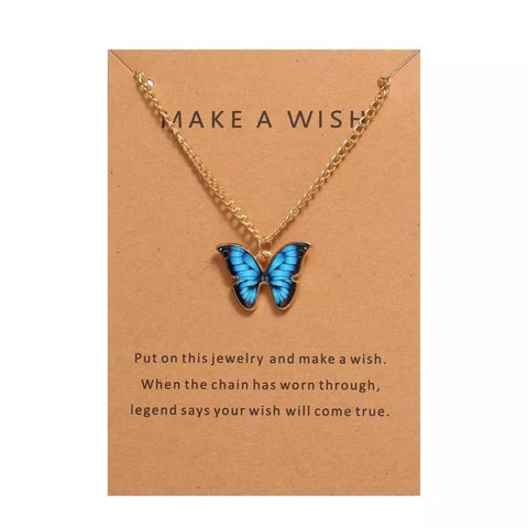 Alloy & Resin Butterfly Pendant Necklace — 35cm+5cm Elegant