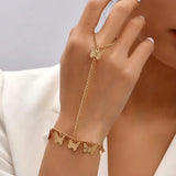 Gold-Plated Modern Butterfly Charm Bracelet - Elegant Golden Alloy