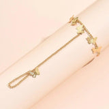 Gold-Plated Modern Butterfly Charm Bracelet - Elegant Golden Alloy