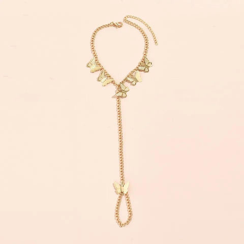 Gold-Plated Modern Butterfly Charm Bracelet - Elegant Golden Alloy