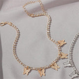 Gold-Plated Butterfly Choker Necklace — Elegant Alloy Pendant