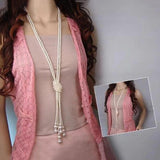 Double Knotted Long Pearl Multi-Layered Necklace — 125 cm