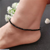 Azlans Fashion Black Adjustable Anklet Pair for Women — Alloy, 2 Pcs