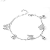 Silver-Plated Butterfly Hanging Chain Bracelet — Adjustable Women's Jewelry