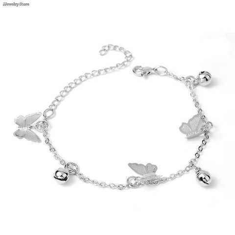 Silver-Plated Butterfly Hanging Chain Bracelet — Adjustable Women's Jewelry