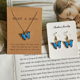 Butterfly Hanging Gold-Plated Artificial Jewelry Set - 3 Pc