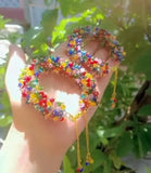 Handmade Indian Multicolor Crystal Gajrey Bracelets - 2 Pc Adjustable Set