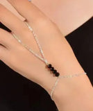 Silver Funky Crystal Chain Bracelet — Black Adjustable Style