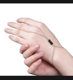 Silver Funky Crystal Chain Bracelet — Black Adjustable Style