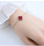 Silver Clover Charm Bracelet - Adjustable Elegant Women's Jewelry