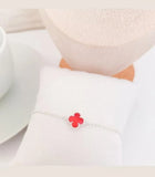 Silver Clover Charm Bracelet - Adjustable Elegant Women's Jewelry