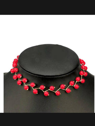 Zig-Zag Gold-Plated Red Necklace – Adjustable Elegant Fashion Jewelry