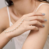 Silver Pearl Adjustable Bracelet — Elegant Alloy Jewelry