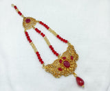 Resin Polish Red-Stone Jhumar (Tikka) - Elegant Ethnic Jewelry