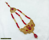 Resin Polish Red-Stone Jhumar (Tikka) - Elegant Ethnic Jewelry