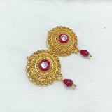 Golden Resin Polish Tops - Crystal Stud Earrings, Lightweight 2 x 2 cm