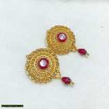 Golden Resin Polish Tops - Crystal Stud Earrings, Lightweight 2 x 2 cm