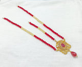 Elegant Golden Matha Patti with Red Stones — Lightweight Bridal Tikka