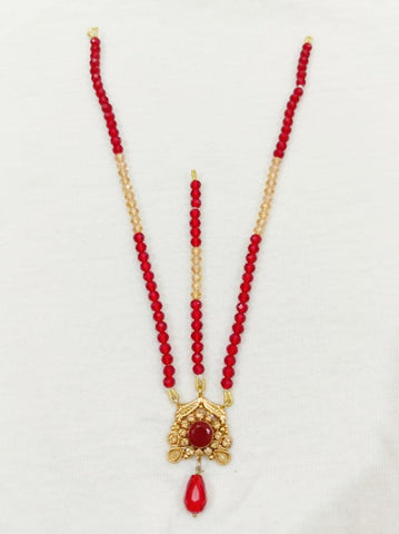 Gold-Plated Multicolor Stone Matha Patti — Bridal Tikka Headpiece