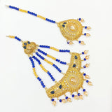 Elegant Gold-Tone Jhumar with Bindiya — Bridal Tikka Set by Majestic Jewellery