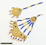 Elegant Gold-Tone Jhumar with Bindiya — Bridal Tikka Set by Majestic Jewellery