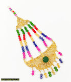 Golden Zircon Jhumar Hair Tikka — Elegant Bridal Jhoomar Accessory