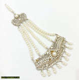 Zircon Jhumar Tikka - Silver-Polished Casting Jhumar for Bridal