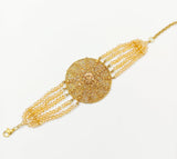 Golden-Plated Beaded Bracelet — Adjustable Alloy Fashion Jewelry