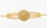 Golden-Plated Beaded Bracelet — Adjustable Alloy Fashion Jewelry