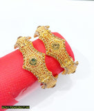 Gold-Plated Designer Casting Bangles — Set of 2 (Sizes 2.4 & 2.6)