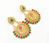Traditional Gold-Plated Multicolor Zircone Earrings – Pair
