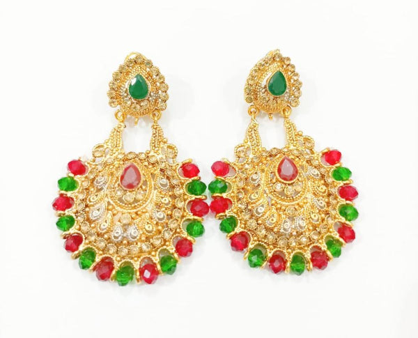 Traditional Gold-Plated Multicolor Zircone Earrings – Pair
