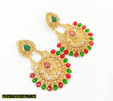 Traditional Gold-Plated Multicolor Zircone Earrings – Pair