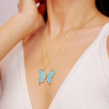 2-Pc Enamel Butterfly Pendant Necklaces — Colorful Charm Set