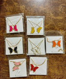 2-Pc Enamel Butterfly Pendant Necklaces — Colorful Charm Set