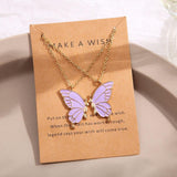 2-Pc Enamel Butterfly Pendant Necklaces — Colorful Charm Set