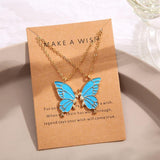 2-Pc Enamel Butterfly Pendant Necklaces — Colorful Charm Set