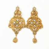 Golden Trendy Casting Earrings - 2 Pc Elegant Designer Pair