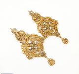 Golden Trendy Casting Earrings - 2 Pc Elegant Designer Pair