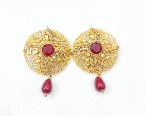 Maroon Casting Earrings — 2-Piece Elegant Drop Pair for Women