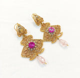 Charming Pink Casting Earrings — 2 Pcs Delicate Set for Women