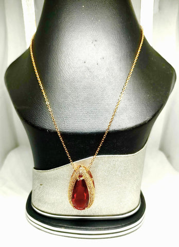 Elegant Red, Black & Golden Alloy Pendant — Fashionable Jewelry