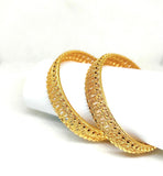 Classic Golden Kara Bangle Set — 2 Pcs Alloy Indian Bracelets