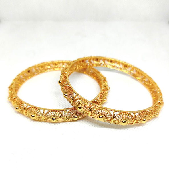 Set of 2 Golden Kara Bangles - Alloy Traditional Bracelets