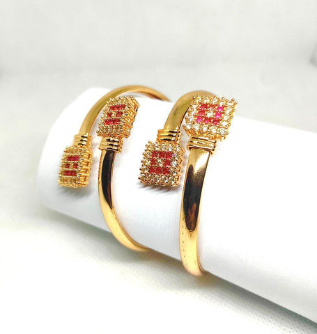 Golden Kara Bangle Set — 2 Pcs Alloy Traditional Bangles by Majestic