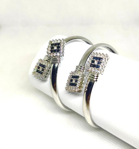 Elegant 2-Pc Kara Bangle Set - Red, Black & White Alloy (2.45)