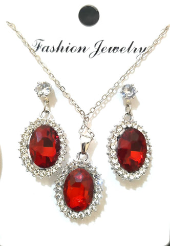 Elegant 3-Piece Alloy Pendant Set - Red, Black, Pink & More
