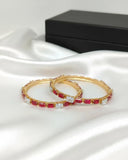 Elegant Red Alloy Plain Bangles — Set of 2 Classic Bracelets